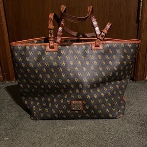 Dooney & Bourke Black and Tan Monogram Tote